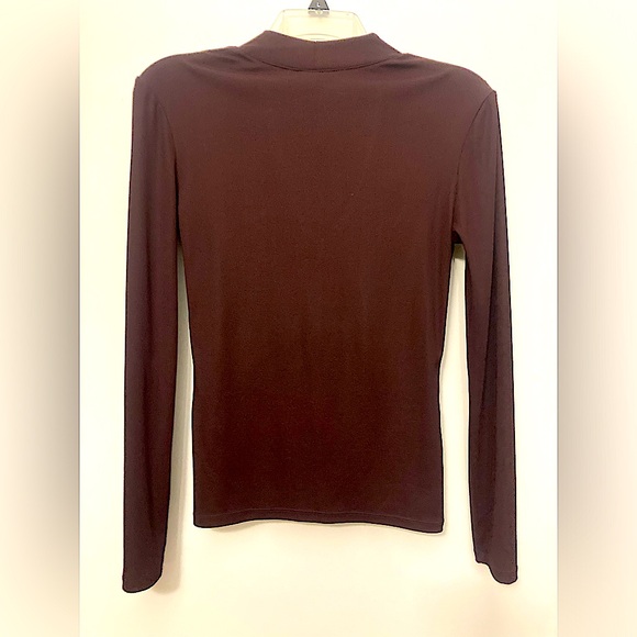 H&M Dark Purple Blouse Choker Neck Long Sleeve Deep V - Picture 3 of 5